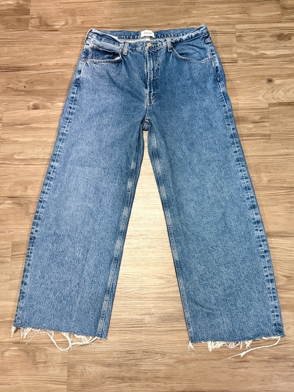 AGOLDE Low Curve Jean 31x28 Relaxed Wide Leg Raw Hem Designer Denim ♡ $258! - Picture 2 of 9